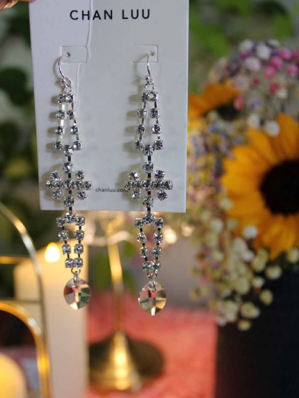 Chan Luu Silver Crystal Chandelier Drop Earrings